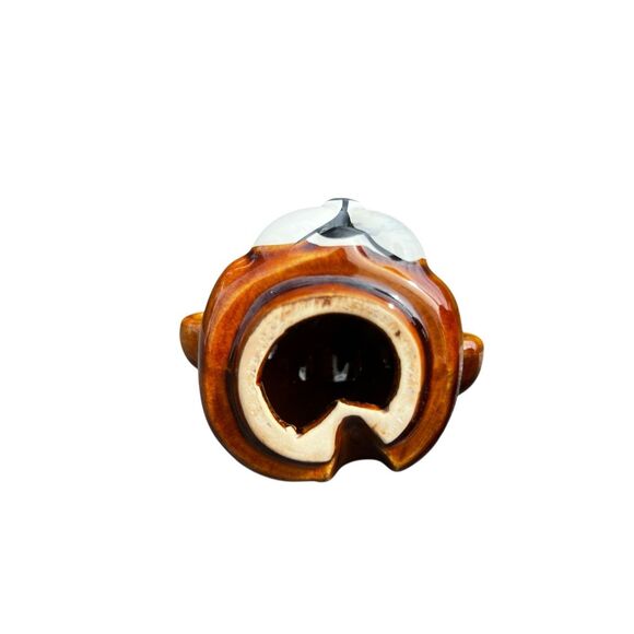 Vintage honey pot brown ceramic Taiwan Teddy bear and dipper jar - Picture 5 of 7